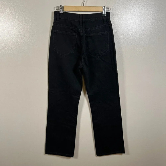 Zara High Rise Straight Leg Jeans Size 2 Black Denim Button Fly High Waist - Picture 2 of 12